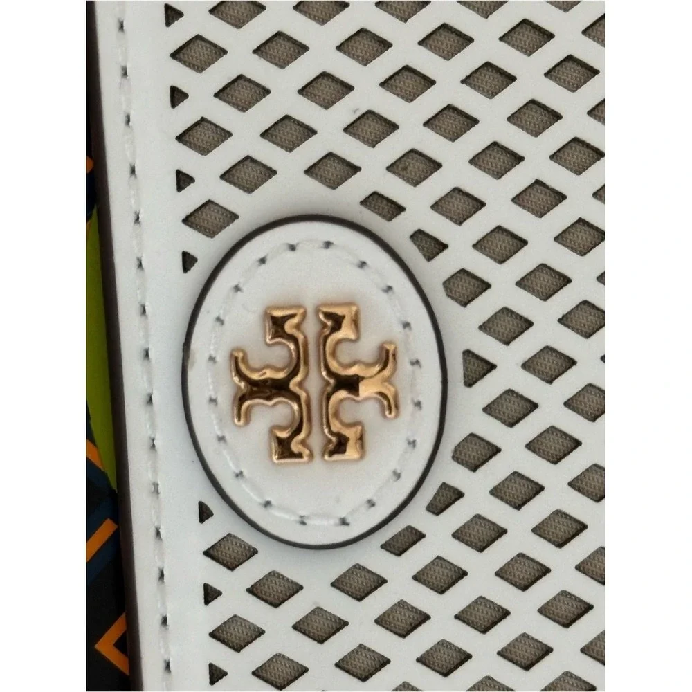Tory Burch Emerson Perforated Color Block Slim Card Case Wallet 175870 White GLD